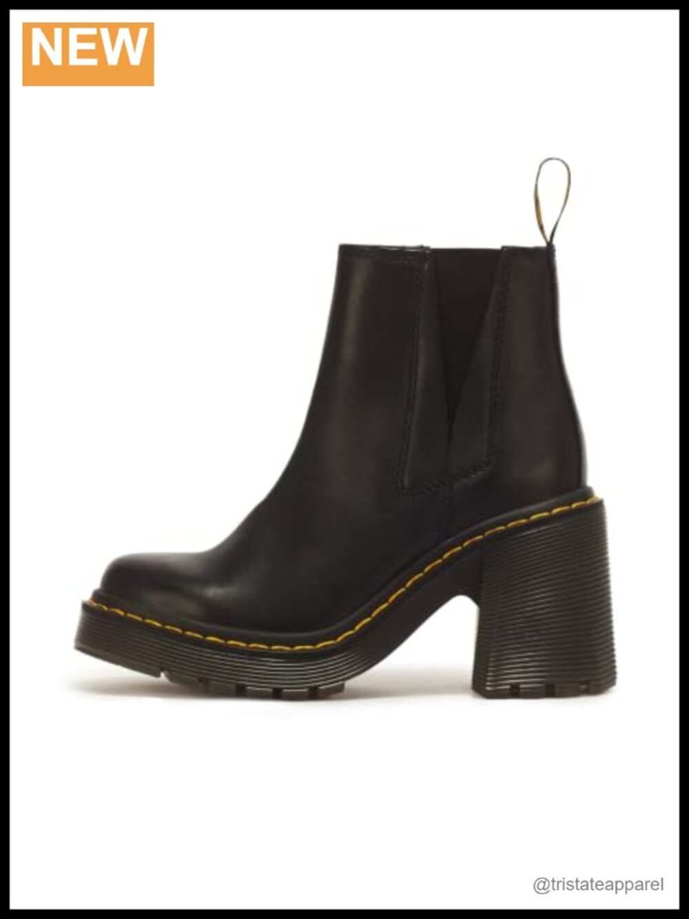 Dr. Martens Spence Chelsea Boots Ankle Bootie Pull-On Flared Heel